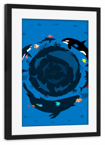 Poster mit Rahmen schwarz "Ocean circle" artboxONE - Tiere,Unterwasser
