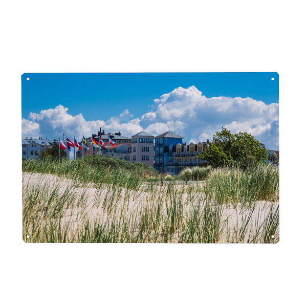 Holzbild "Gebäude mit Düne" artboxONE - Natur,Reise,Architektur