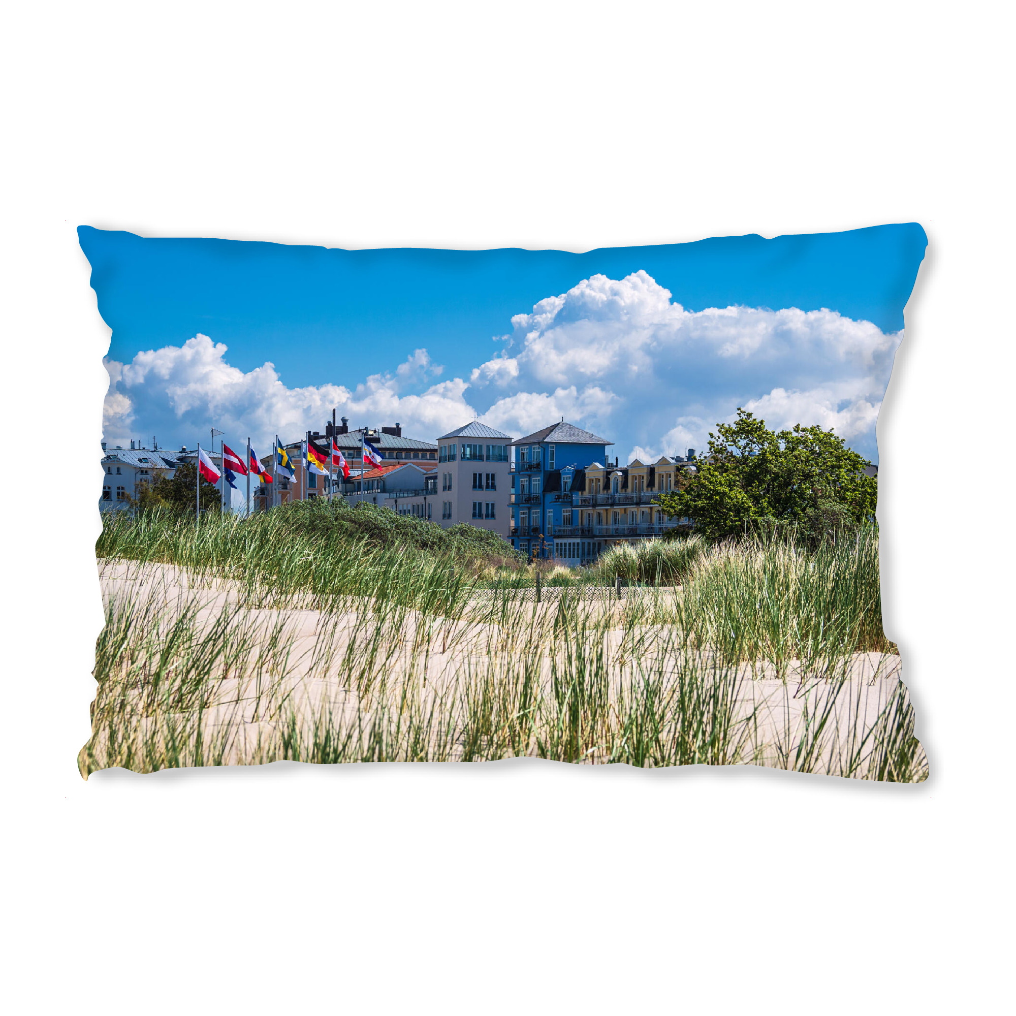 Design-Kissen "Gebäude mit Düne" artboxONE - Natur,Reise,Architektur