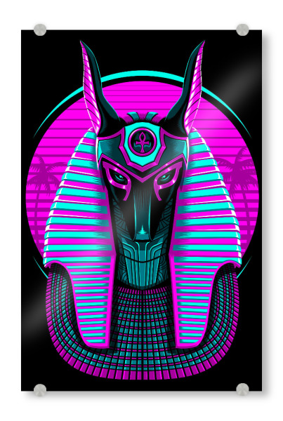 Acrylglasbild "Retro egyptian pharaoh" artboxONE - Comic,Menschen,Ultraviolet - Pharaoh,Egyptia,Retro,Vintage,Piramide,ägypten,Comic,Bunt,Colorful
