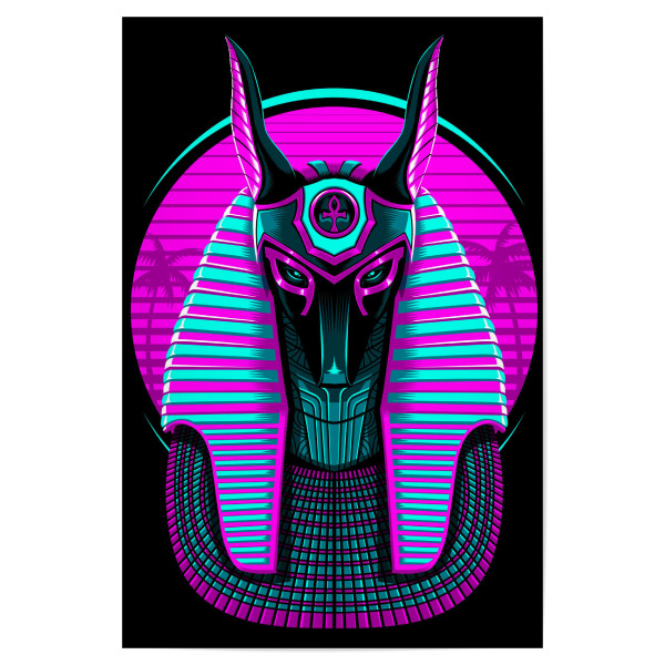 Poster 30x20 cm "Retro egyptian pharaoh" artboxONE - Comic,Menschen,Ultraviolet - Pharaoh,Egyptia,Retro,Vintage,Piramide,ägypten,Comic,Bunt,Colorful