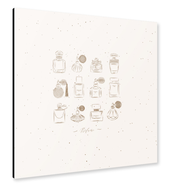 Alu-Dibond "Perfume vintage bottles beige" 30x30 cm artboxONE