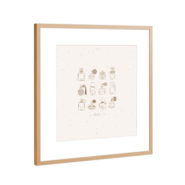 Poster mit Rahmen Kupfer "Perfume vintage bottles beige" artboxONE - Für Kinder,Fashion,Für Mama,Für Papa,Männer