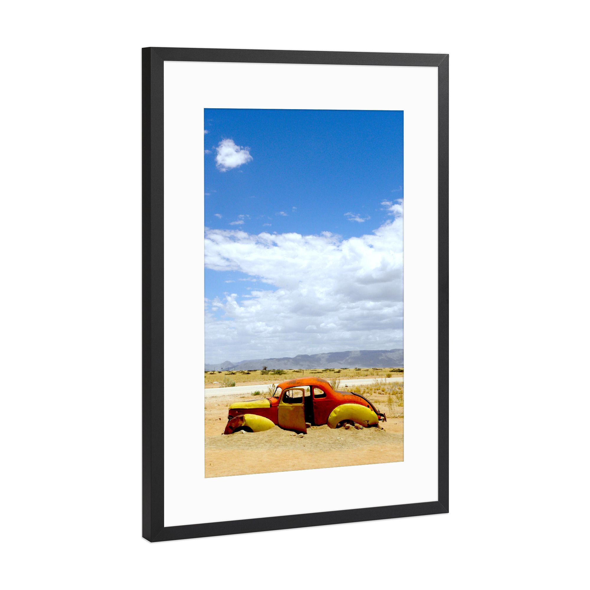 Poster mit Rahmen Schwarz (Metallic) "Sossousvlei, Namib" artboxONE - Natur,Reise / Afrika,Automobile