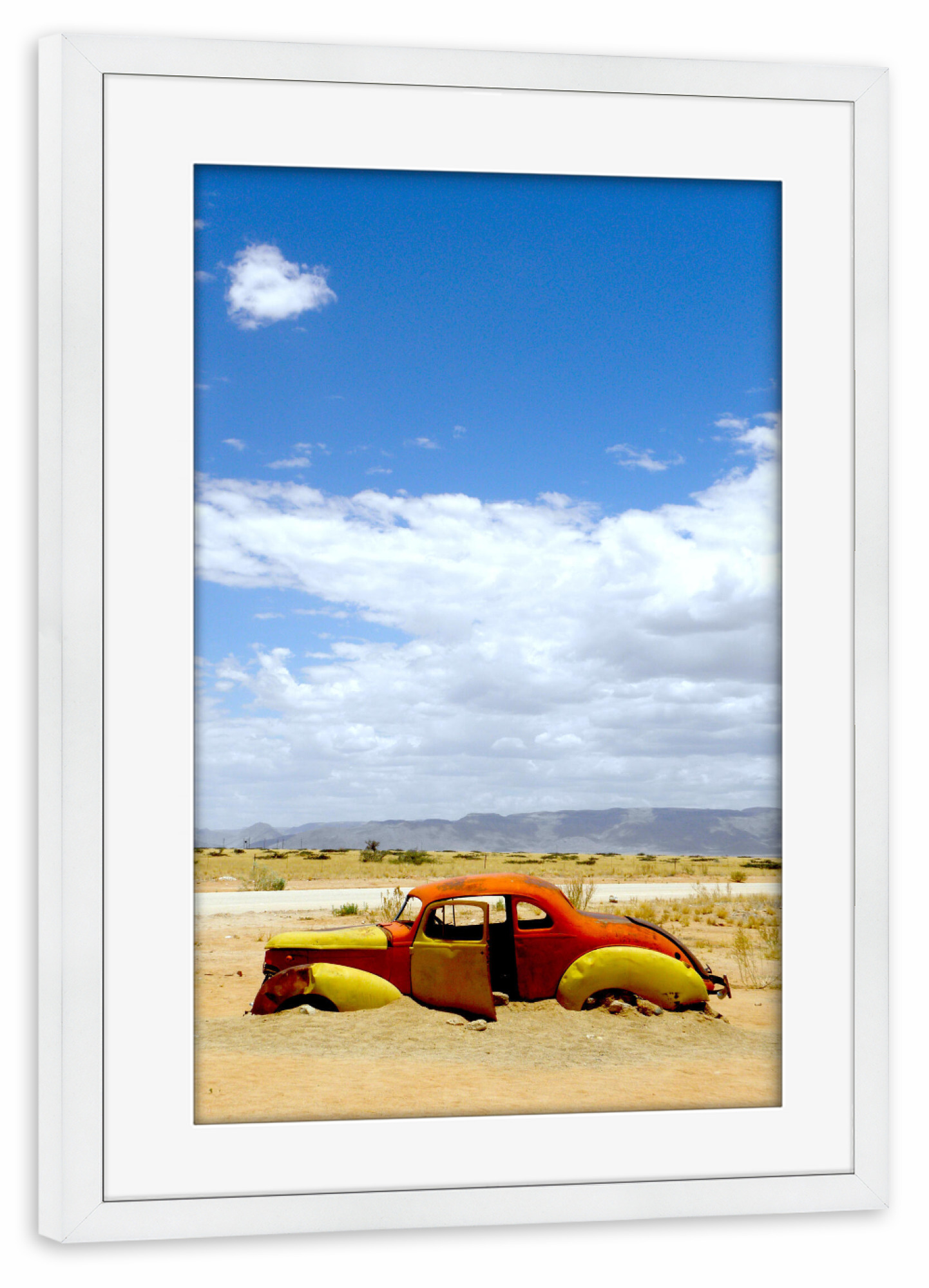 Poster mit Rahmen weiß "Sossousvlei, Namib" artboxONE - Natur,Reise / Afrika,Automobile