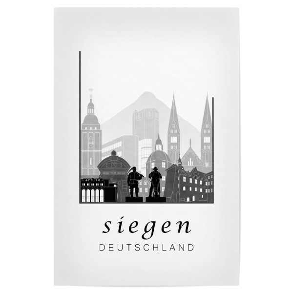Poster "Siegen skyline black and white" artboxONE - Städte,Reise,Architektur,Kartografie