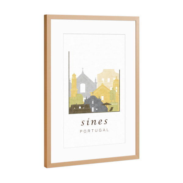 Poster mit Rahmen Kupfer "Sines skyline desert" artboxONE - Städte,Reise,Architektur,Kartografie