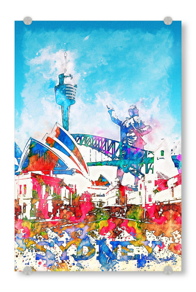 Acrylglasbild "Sydney Collage in bunt" artboxONE - Städte,Architektur,Städte / Sydney