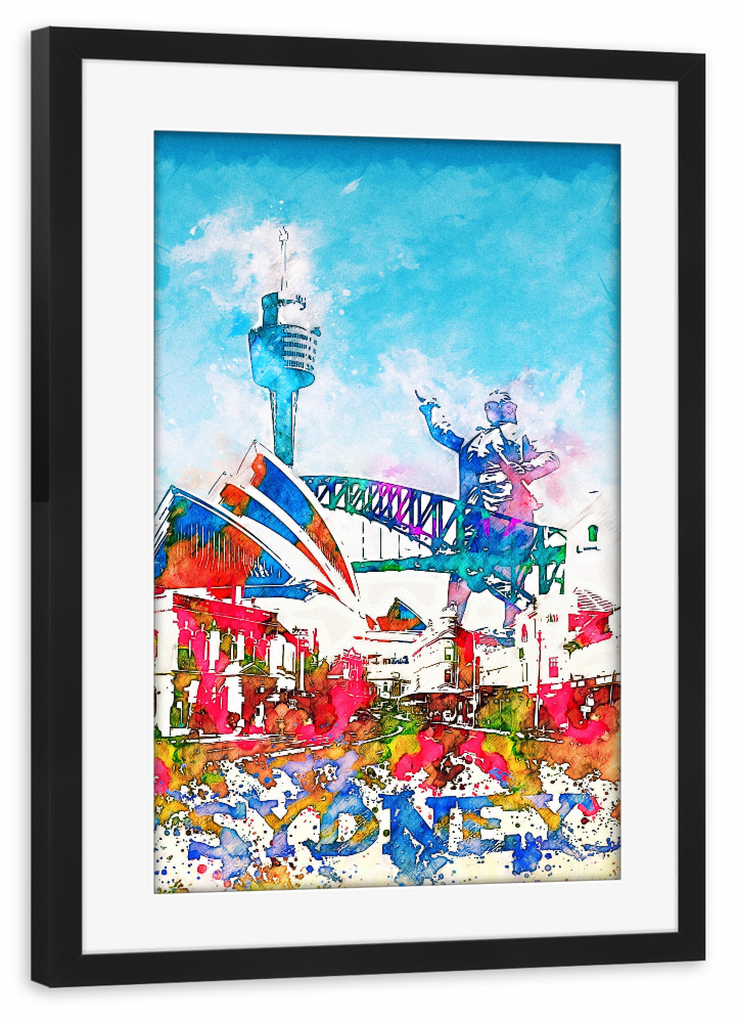 Poster mit Rahmen schwarz "Sydney Collage in bunt" artboxONE - Städte,Architektur,Städte / Sydney
