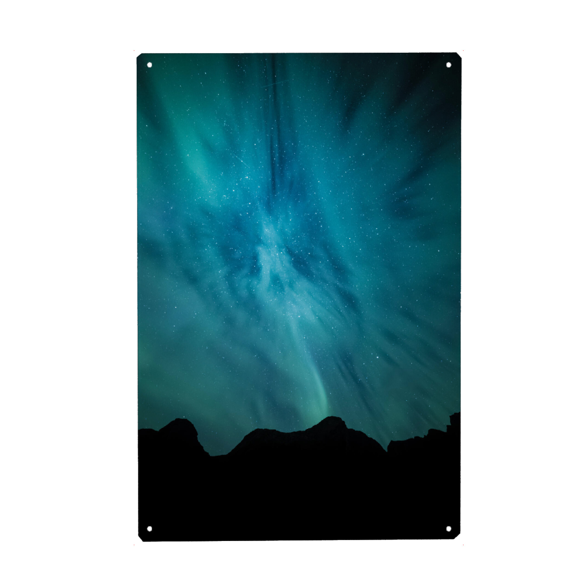 Metall Poster "Nordlichtsilhouette" artboxONE - Natur