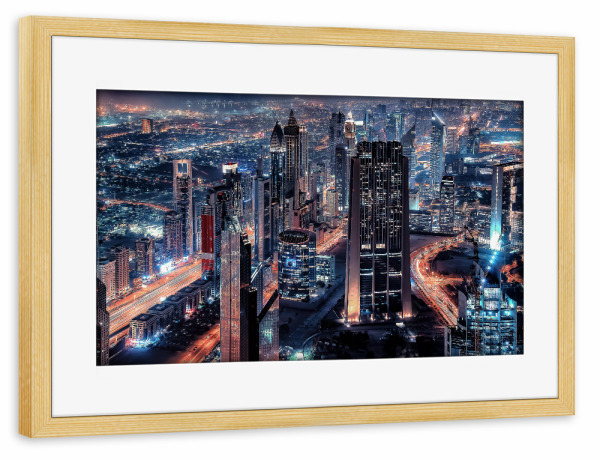 Poster mit Rahmen kiefer "Dubai by night" artboxONE - Städte,Reise,Architektur,Reise / Länder,Städte / Dubai