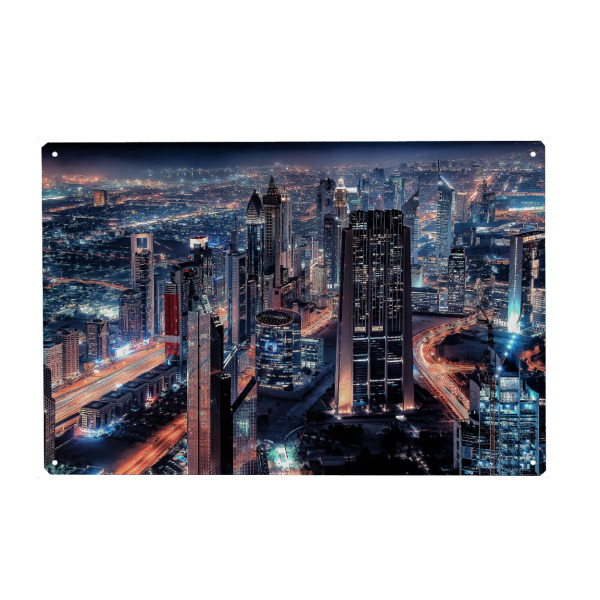 Holzbild "Dubai by night" artboxONE - Städte,Reise,Architektur,Reise / Länder,Städte / Dubai