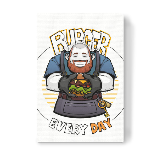 Leinwandbild "Burger jeden Tag!" artboxONE - Comic,Menschen,Männer,Essen & Trinken / Alkohol,Lustig