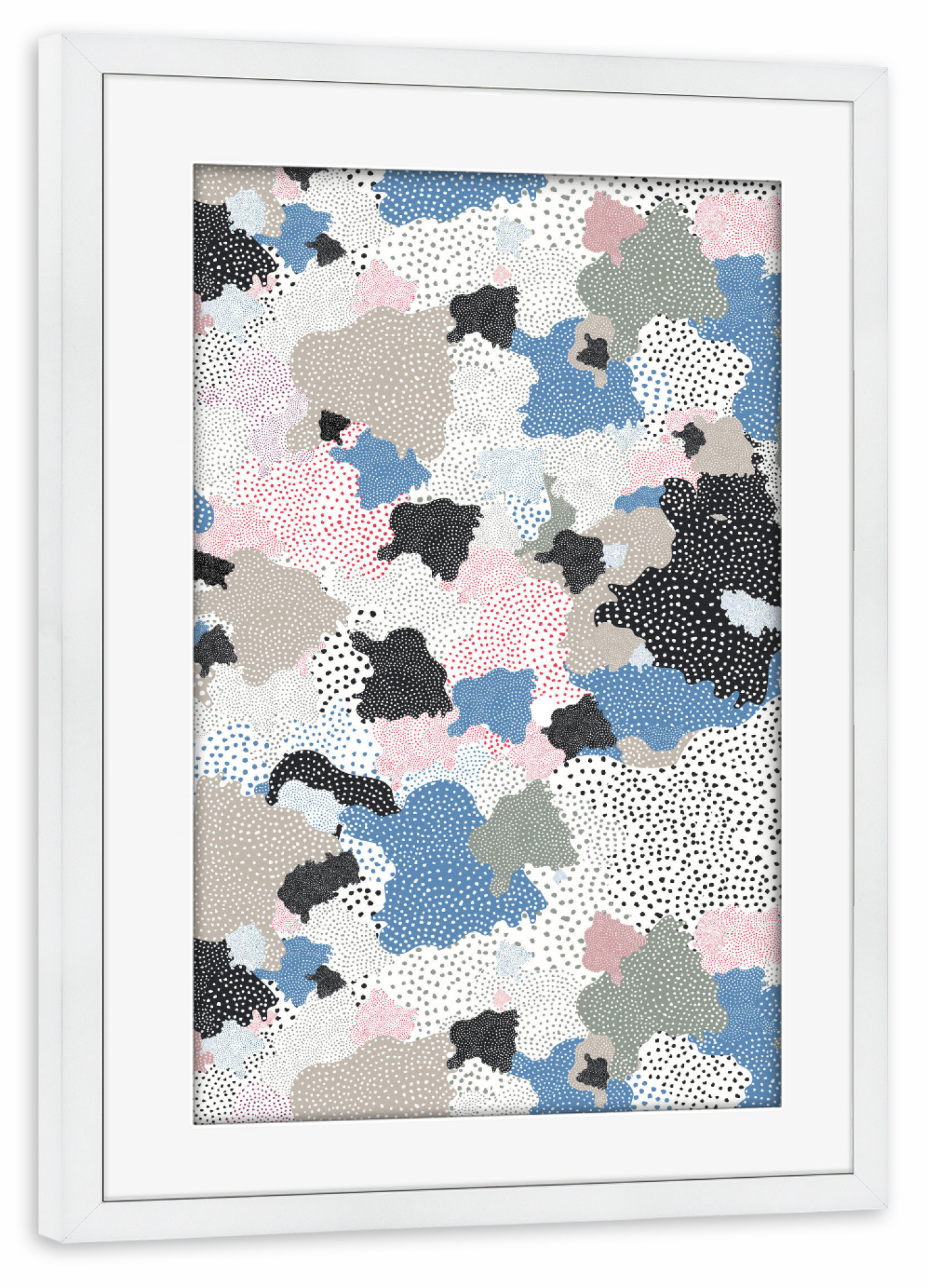 Poster mit Rahmen weiß "Abstract Clouds Dots Texture Blue" artboxONE - Abstrakt,Geometrie