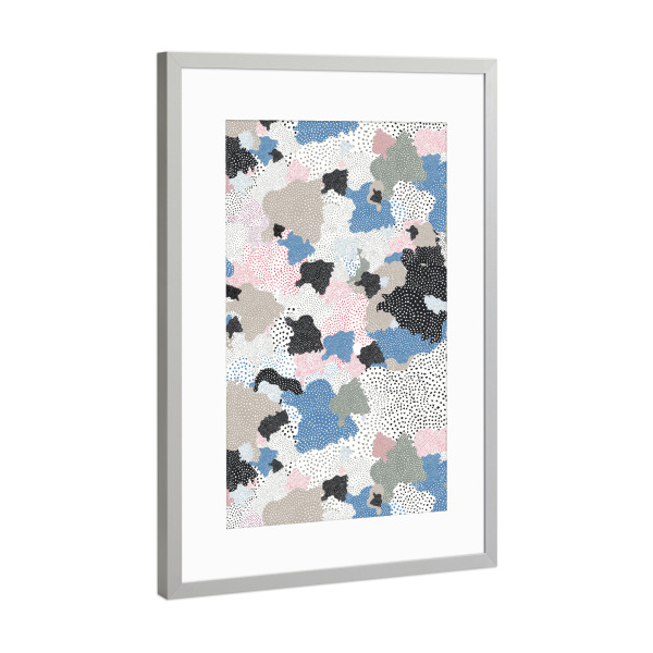 Poster mit Rahmen Silber "Abstract Clouds Dots Texture Blue" artboxONE - Abstrakt,Geometrie