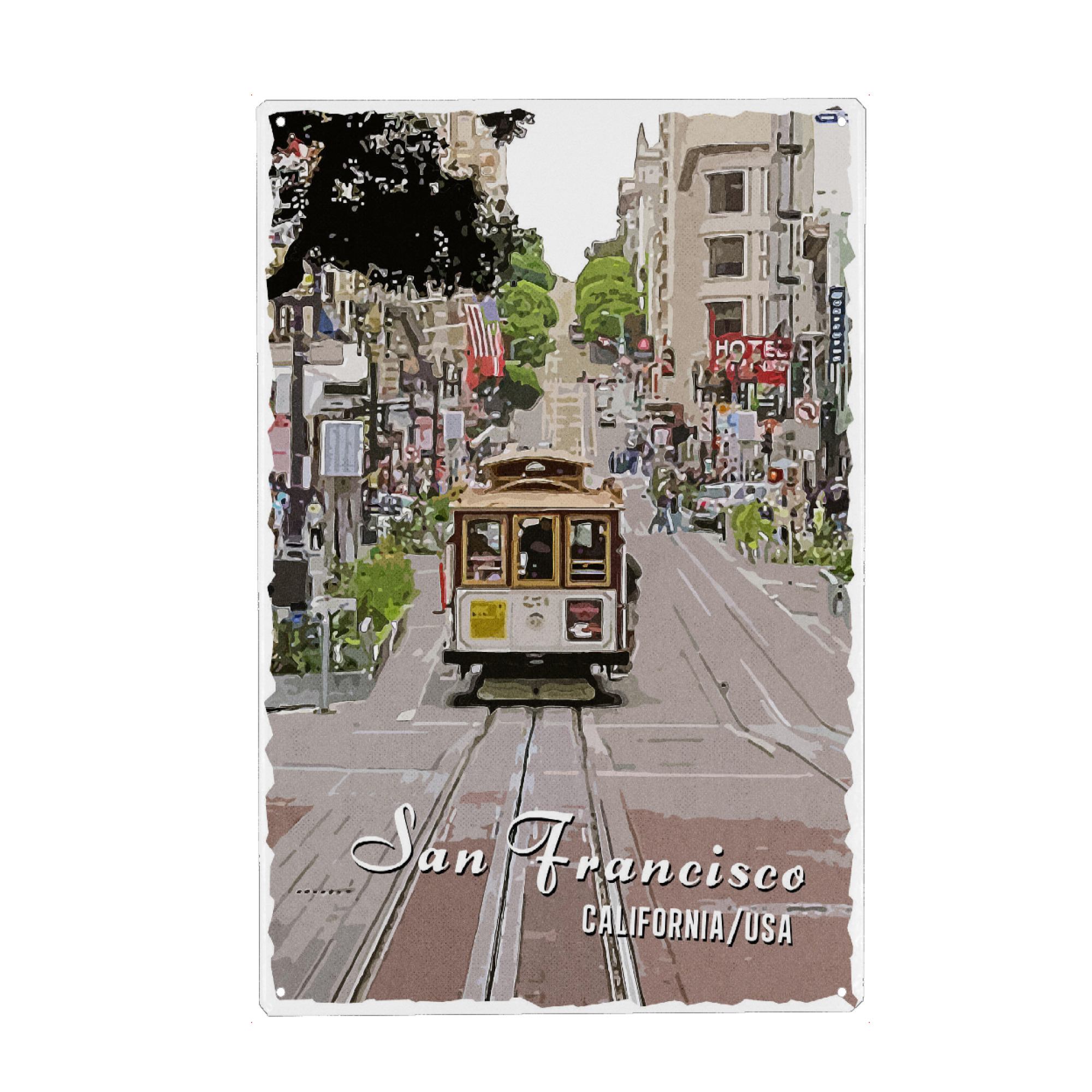 Holzbild "San Francisco Vintage Straße" artboxONE - Städte,Architektur,Städte / San Francisco