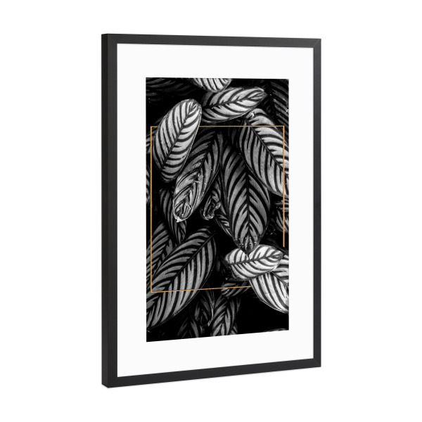 Poster mit Rahmen Schwarz (Metallic) "Golden Frame Foliage" artboxONE - Natur,Abstrakt