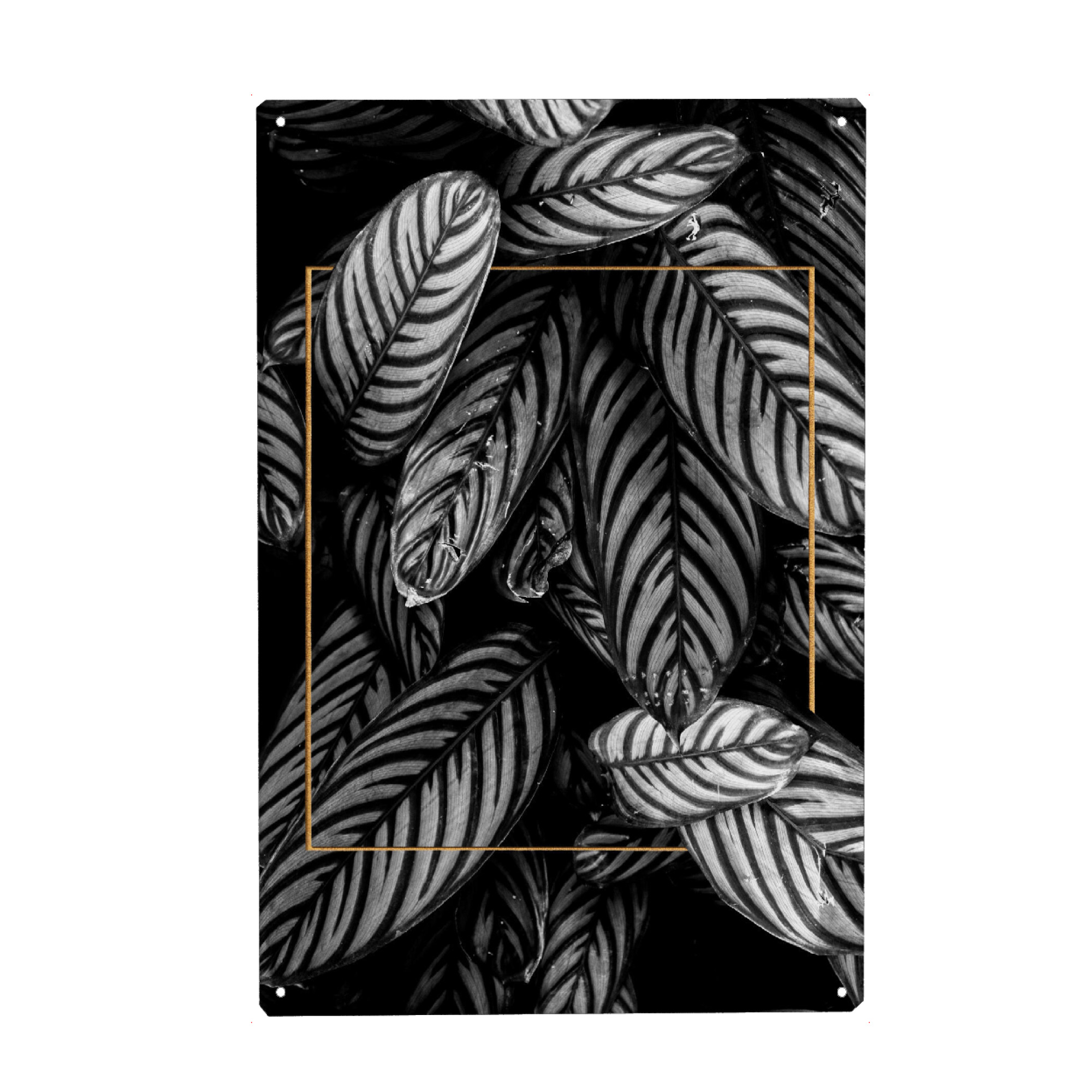 Metall Poster "Golden Frame Foliage" artboxONE - Natur,Abstrakt