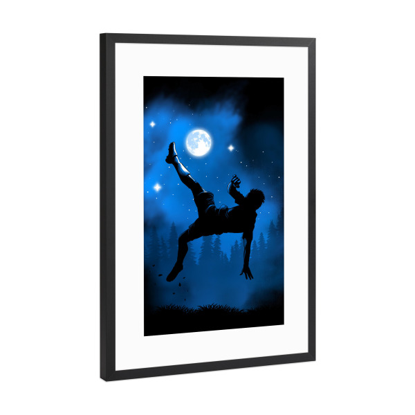 Poster mit Rahmen Schwarz (Metallic) "Kicking the moon" artboxONE - Menschen,Sport / Fußball,Männer