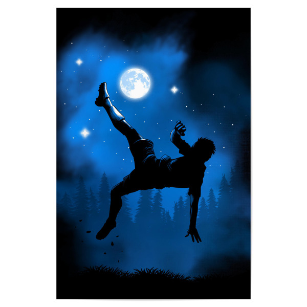 Poster 30x20 cm "Kicking the moon" artboxONE - Menschen,Sport / Fußball,Männer