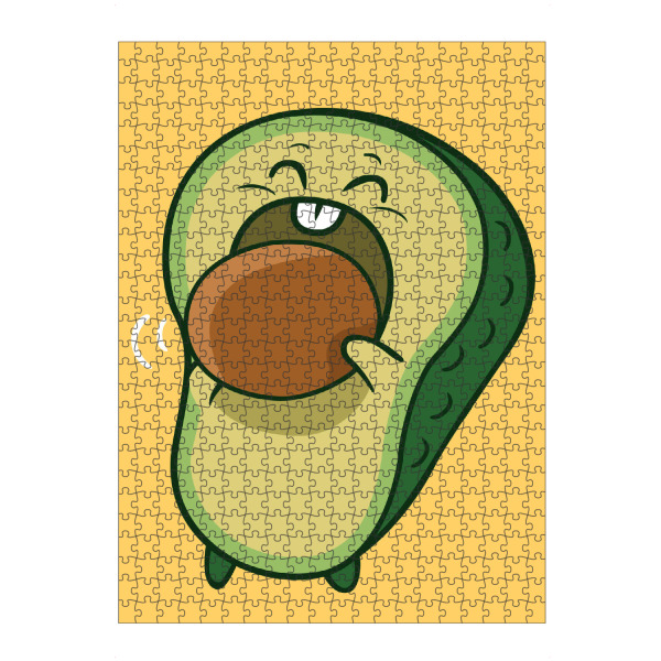 Puzzle Ravensburger "Avocado eating the bone" artboxONE - Essen & Trinken,Comic - Avocado,Bone,Fruit,Food,Eat,Essen,Lustig,Funny,Witzig,Comic