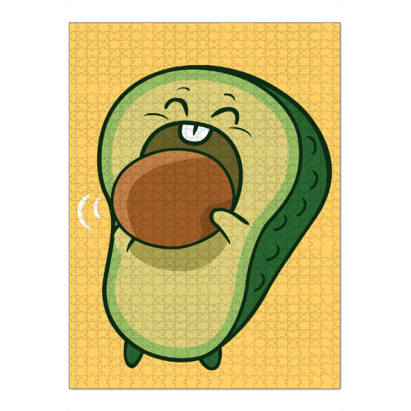 Puzzle Ravensburger "Avocado eating the bone" artboxONE - Essen & Trinken,Comic - Avocado,Bone,Fruit,Food,Eat,Essen,Lustig,Funny,Witzig,Comic