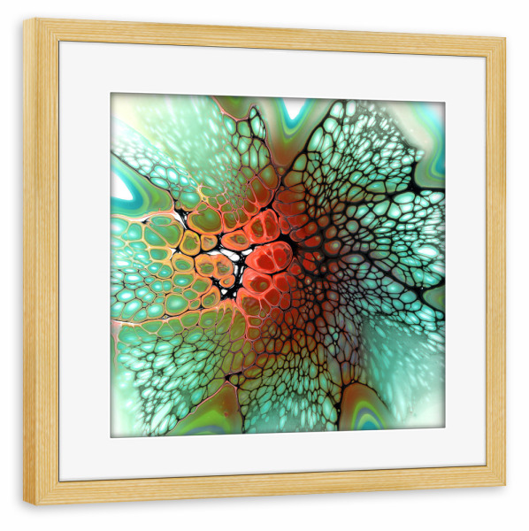 Poster mit Rahmen kiefer "Rot aber Green Lacing" artboxONE - Abstrakt