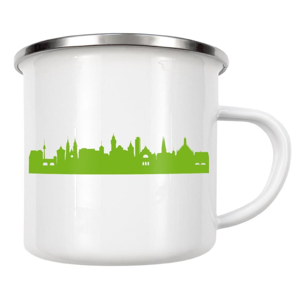 Emaille Tasse "Nürnberg 01 grüner Skyline-Print" artboxONE - Städte,Abstrakt,Architektur,Städte / Weitere
