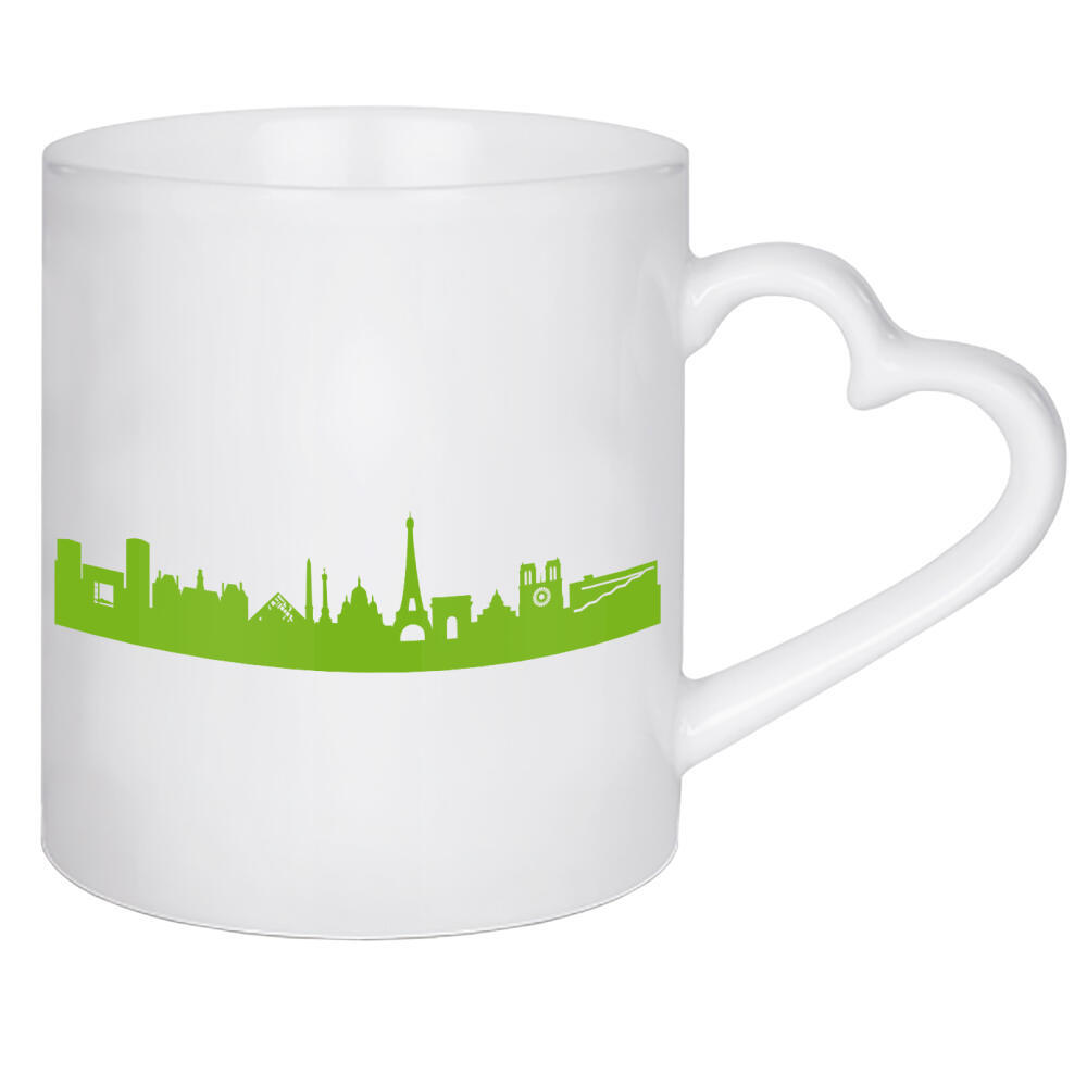 Herztasse "Paris 01 grüner Skyline-Print" artboxONE - Städte,Abstrakt,Architektur,Städte / Paris