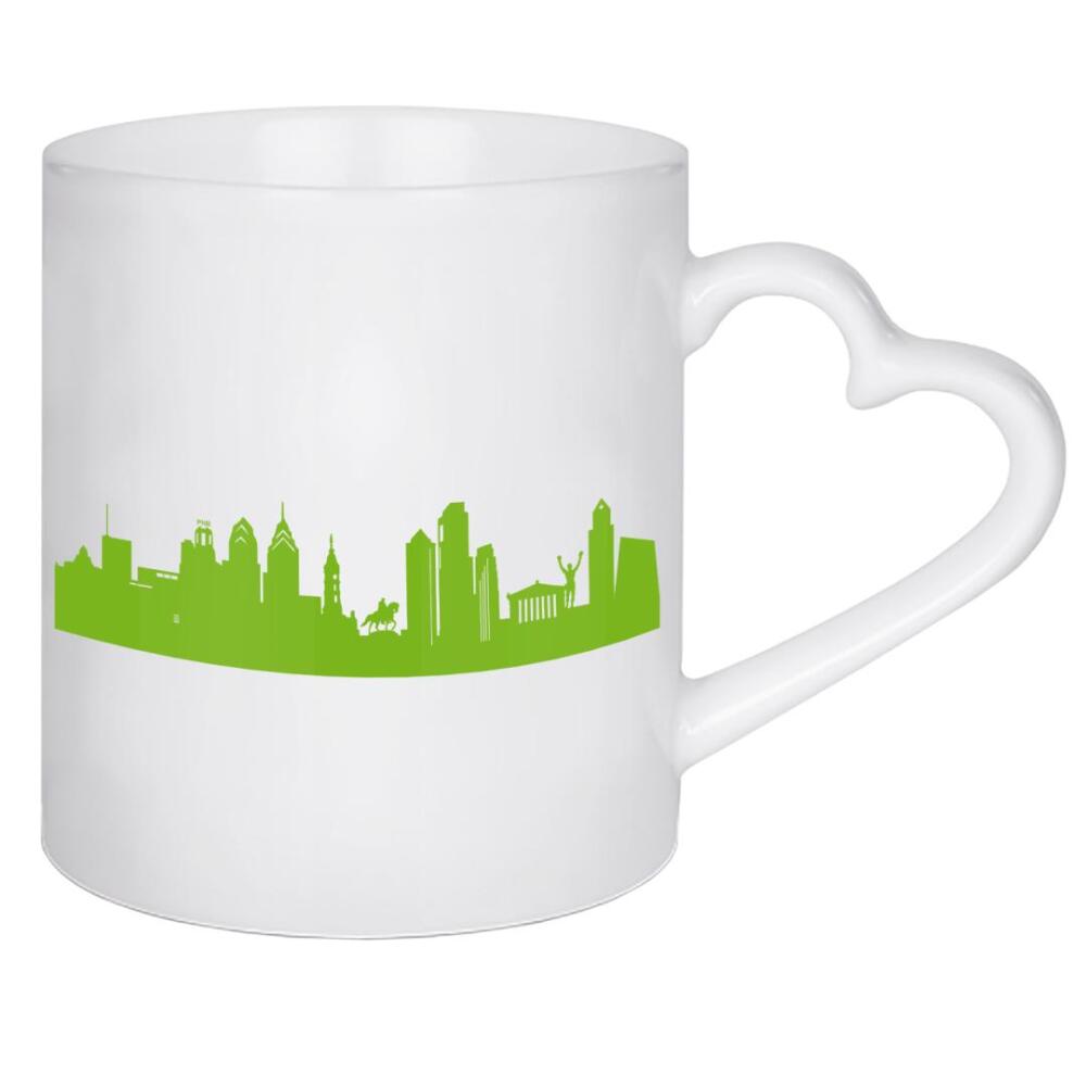 Herztasse "Philadelphia 01 grüner Skyline-Print" artboxONE - Städte,Architektur,Städte / Weitere