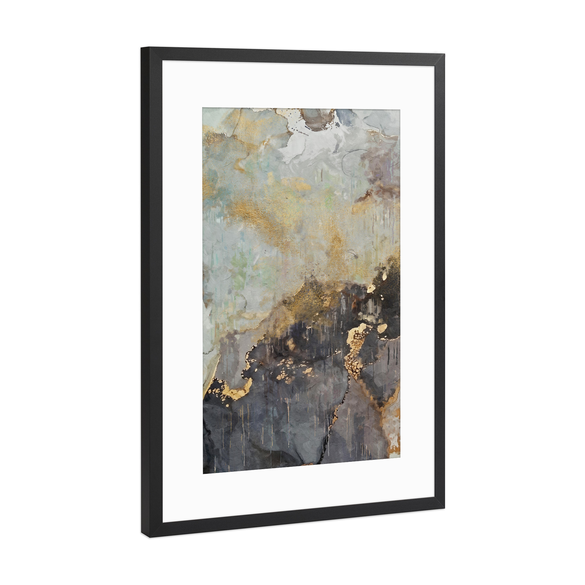 Poster mit Rahmen Schwarz (Metallic) "Spark Abstract Ink" artboxONE - Abstrakt - Blue,Blau,Abstract,Abstrakt,Bunt,Colorful