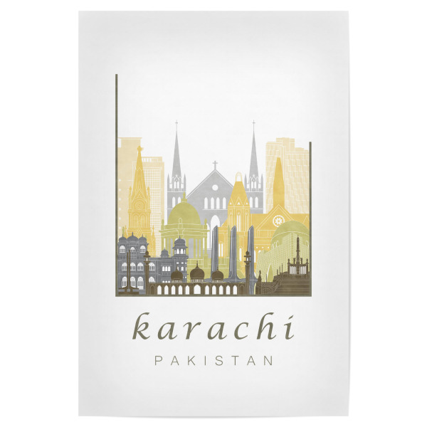 Poster "Karachi skyline desert" artboxONE - Städte,Reise,Architektur,Kartografie