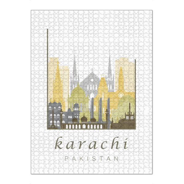 Puzzle Ravensburger "Karachi skyline desert" artboxONE - Städte,Reise,Architektur,Kartografie