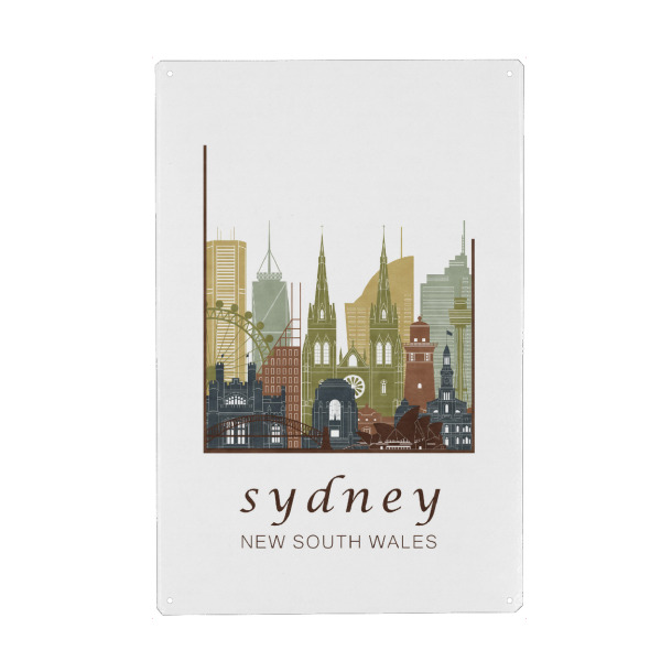 Metall Poster "Sydney skyline light brown" artboxONE - Städte,Reise,Architektur,Städte / Sydney,Kartografie