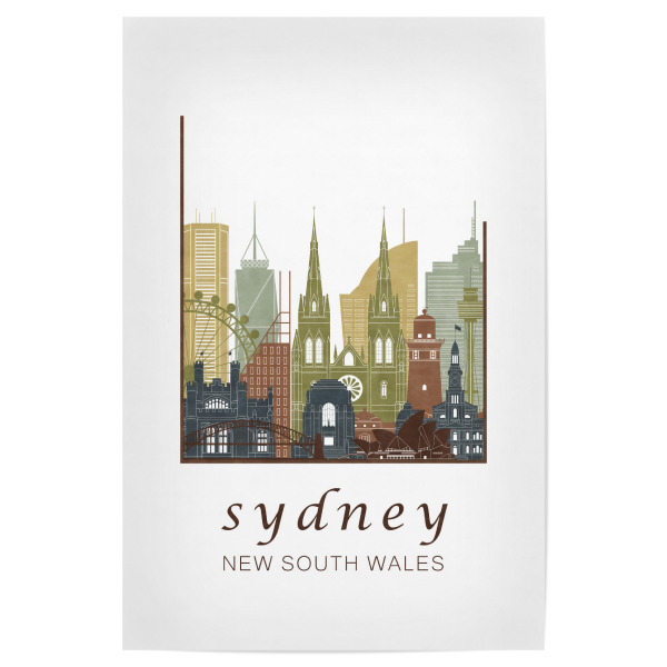 Poster "Sydney skyline light brown" artboxONE - Städte,Reise,Architektur,Städte / Sydney,Kartografie