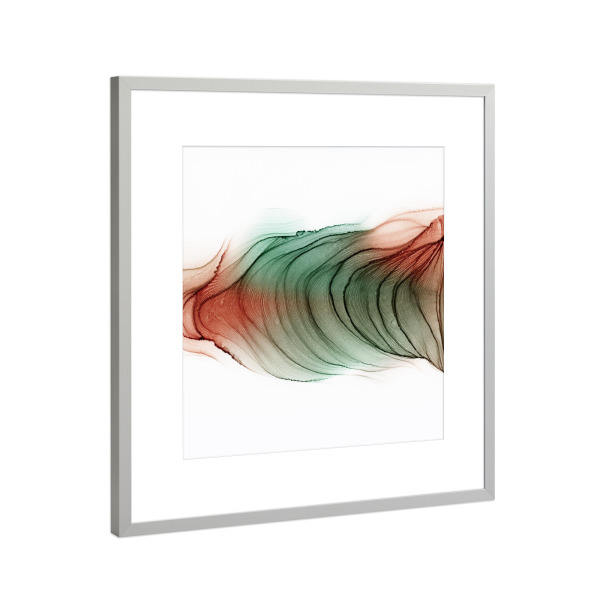 Poster mit Rahmen Silber "Green N Rot C waves" artboxONE - Abstrakt
