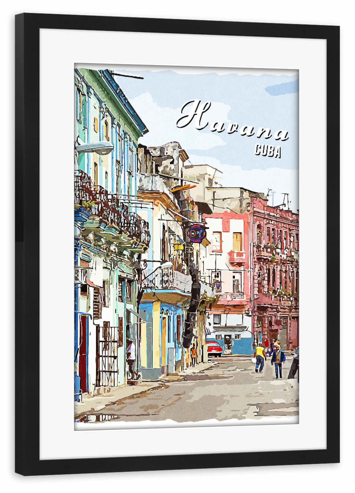 Poster mit Rahmen schwarz "Havanna Vintage Straße" artboxONE - Städte,Architektur
