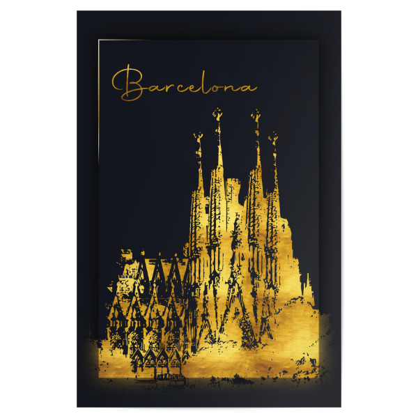 Poster 30x20 cm "Barcelona in Gold" artboxONE - Städte,Architektur,Städte / Barcelona