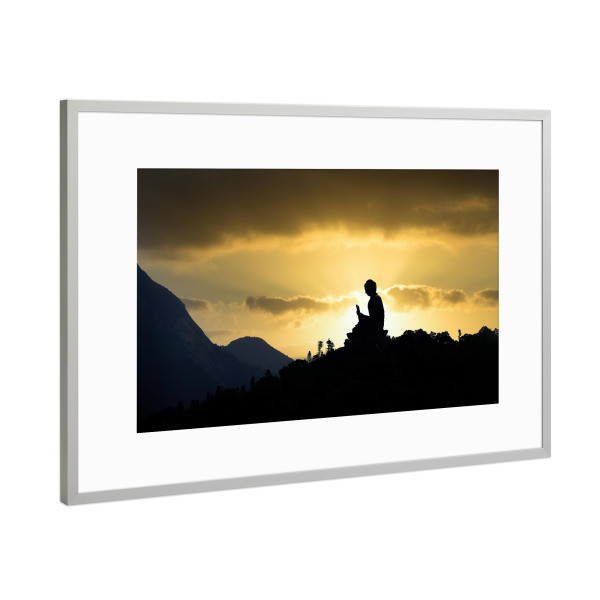 Poster mit Rahmen Silber "Tian Tan Buddha" artboxONE - Natur,Menschen,Reise / Asien