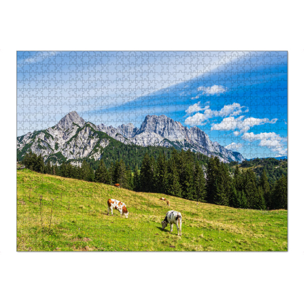 Puzzle Ravensburger "Kühe auf der Litzlalm" artboxONE - Natur,Reise