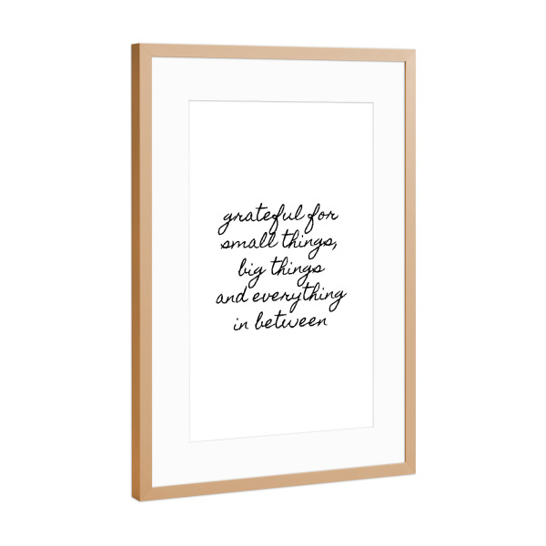 Poster mit Rahmen Kupfer "Grateful" artboxONE - Typografie,Menschen,Schwarzweiß,Liebe