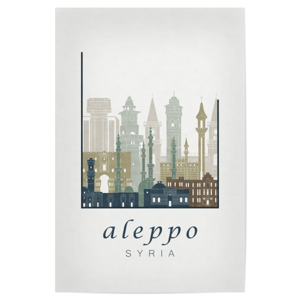 Poster 30x20 cm "Aleppo skyline light blue" artboxONE - Städte,Reise,Architektur,Kartografie