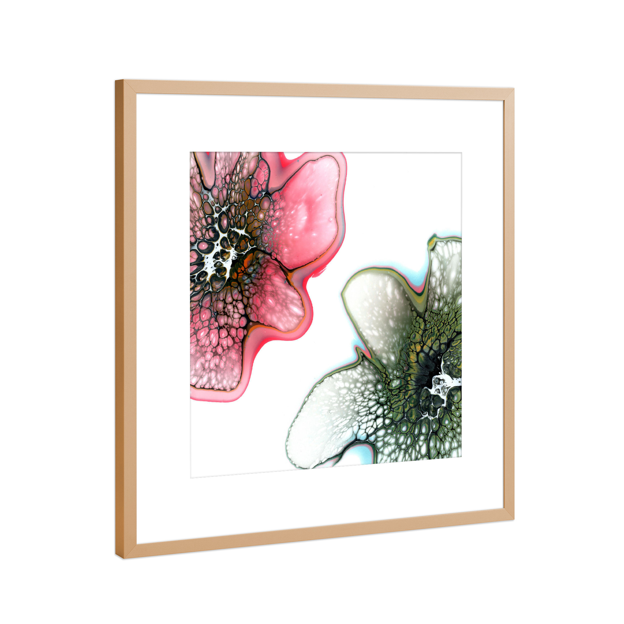 Poster mit Rahmen Kupfer "2 Flowers" artboxONE - Abstrakt