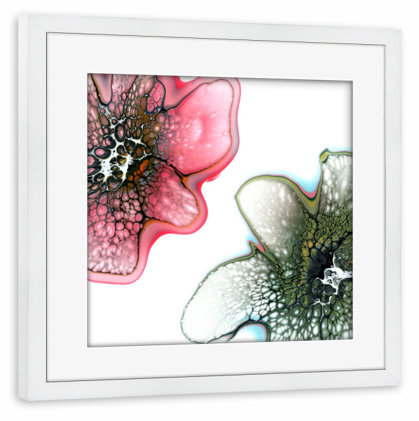 Poster mit Rahmen weiß "2 Flowers" artboxONE - Abstrakt