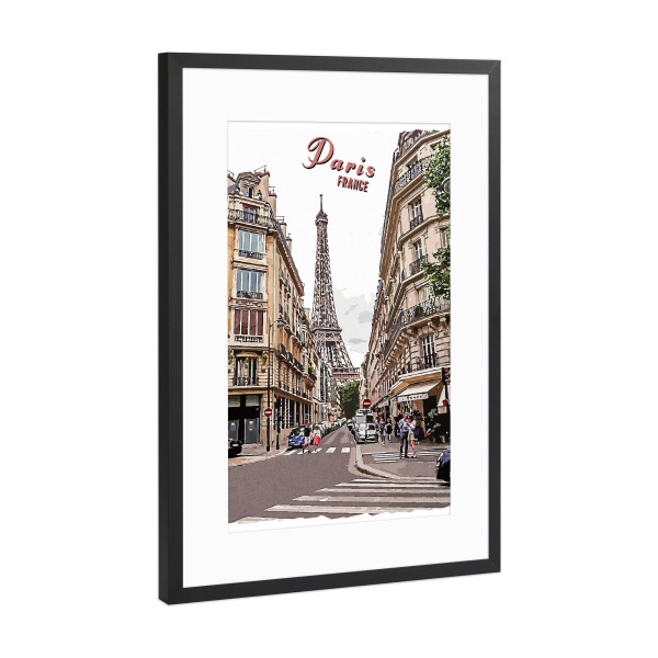 Poster mit Rahmen Schwarz (Metallic) "Paris Vintage" artboxONE - Städte,Architektur,Städte / Paris