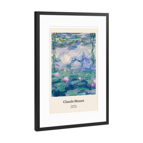 Poster mit Rahmen Schwarz (Metallic) "Seerosen - C. Monet" artboxONE - Natur,Floral