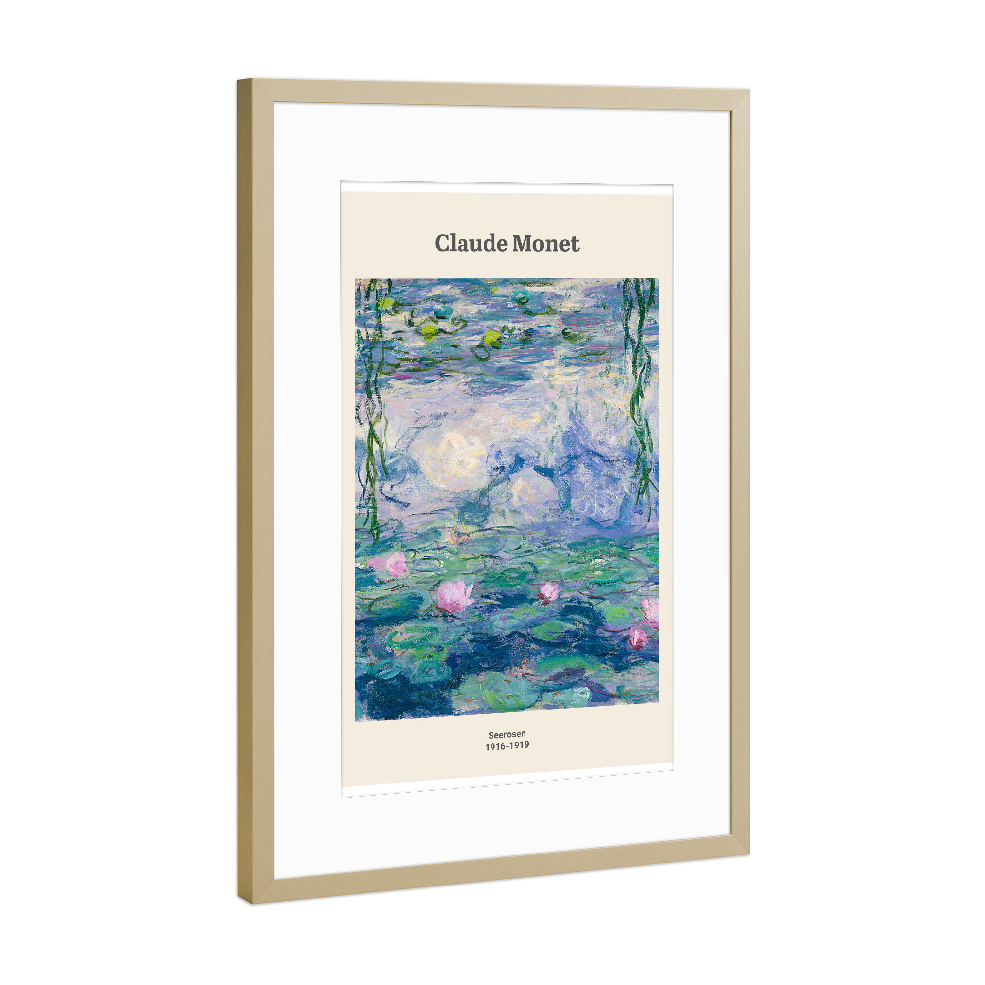 Poster mit Rahmen Gold "C. Monet - Seerosen" artboxONE - Natur,Floral