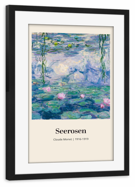 Poster mit Rahmen schwarz "Seerosen - Claude Monet" artboxONE - Natur,Floral