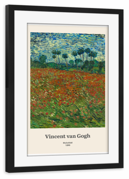 Poster mit Rahmen schwarz "Mohnfeld - V. van Gogh" artboxONE - Natur,Floral