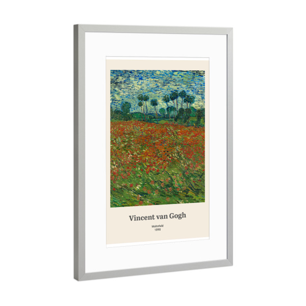 Poster mit Rahmen Silber "Mohnfeld - V. van Gogh" artboxONE - Natur,Floral